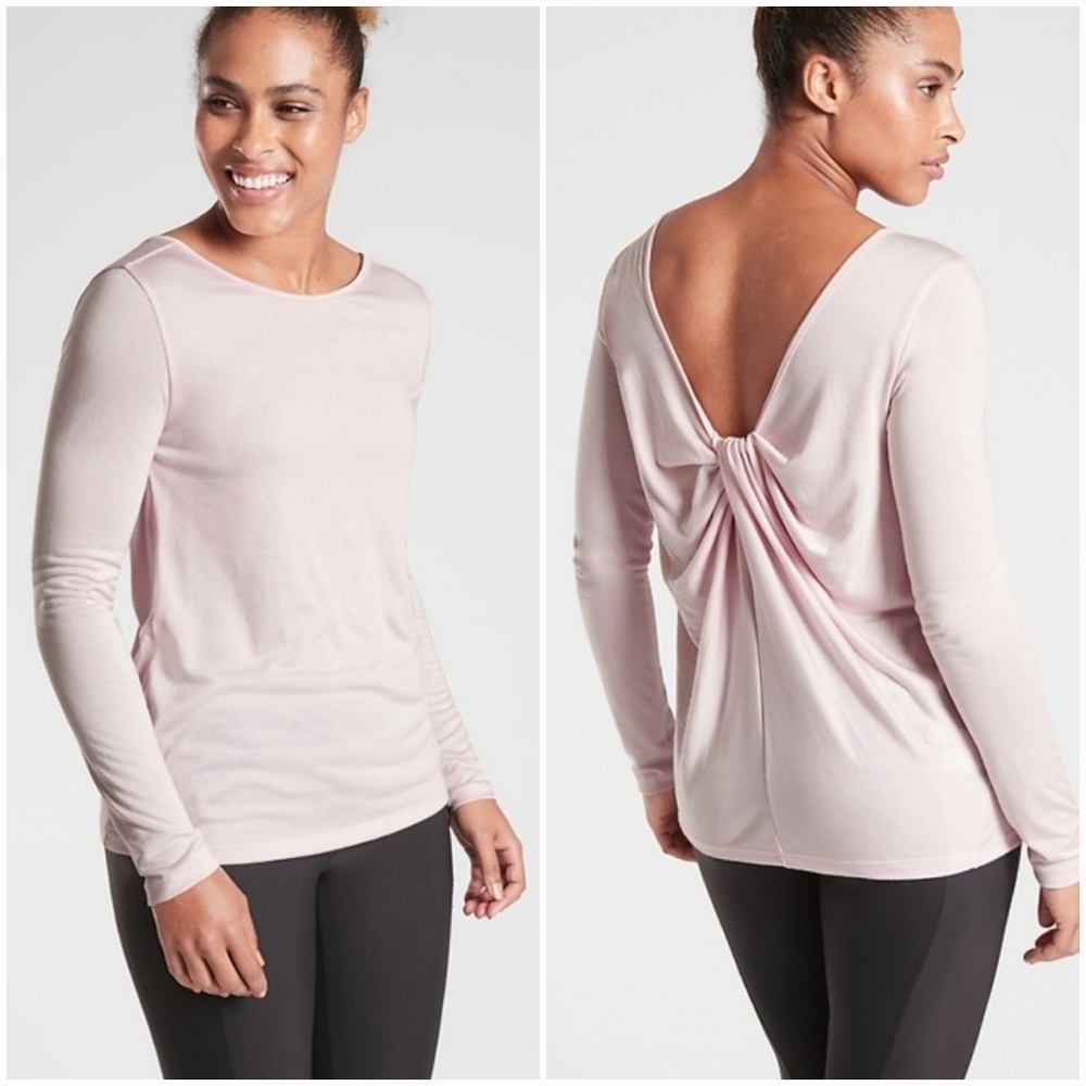 Athleta New Waterfall Twist Top in Delicate Pink‎ Yoga Pilates Womens Size Small